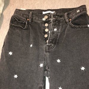 pacsun black flower high rise straight jeans